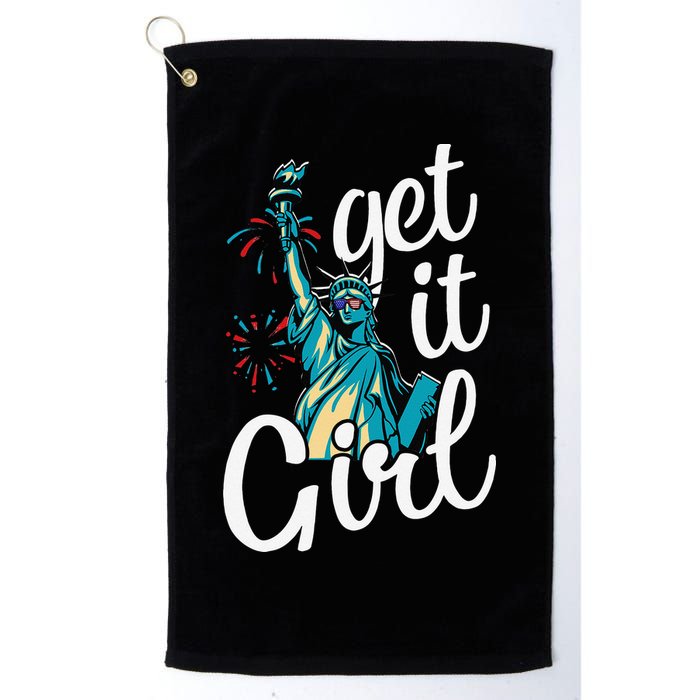 Statue of Liberty Get It American Flag 4th of July Golf Towel