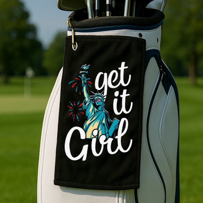 Statue of Liberty Get It American Flag 4th of July Golf Towel