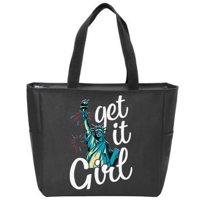 Statue of Liberty Get It American Flag 4th of July Zip Tote Bag