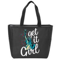 Statue of Liberty Get It American Flag 4th of July Zip Tote Bag