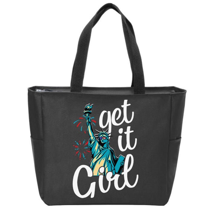Statue of Liberty Get It American Flag 4th of July Zip Tote Bag