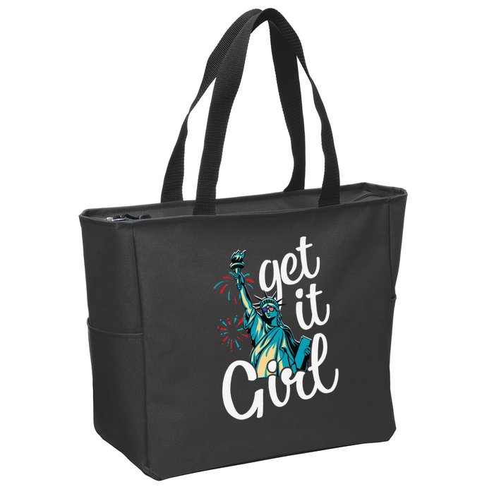 Statue of Liberty Get It American Flag 4th of July Zip Tote Bag