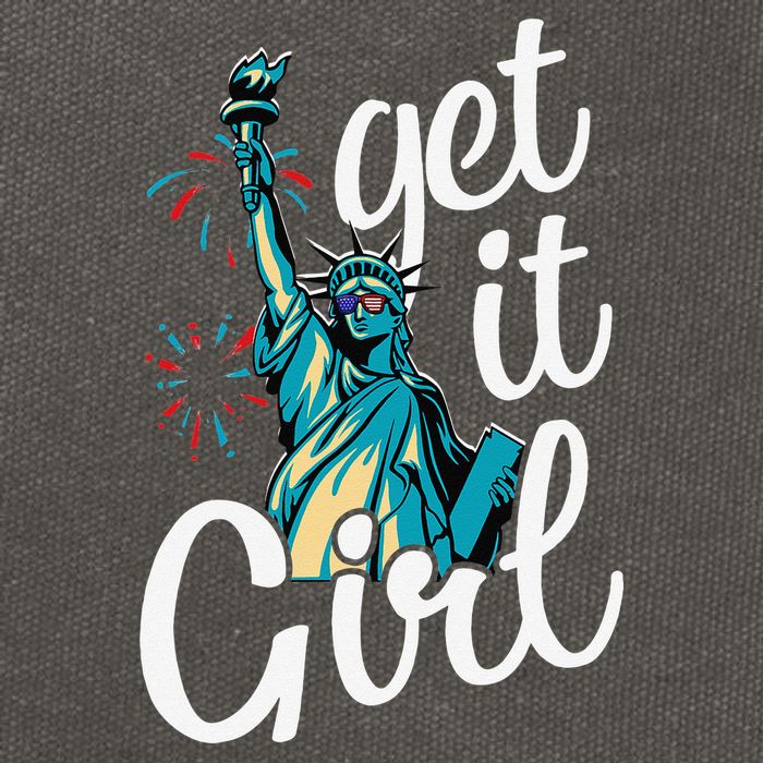 Statue of Liberty Get It American Flag 4th of July Cotton Canvas Backpack