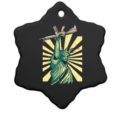 Statue Of Liberty Ar 15 Gun Loving American Ceramic Star Ornament