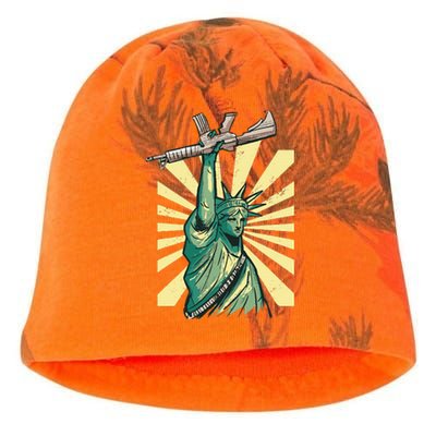 Statue Of Liberty Ar 15 Gun Loving American Kati - Camo Knit Beanie