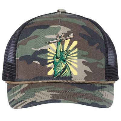 Statue Of Liberty Ar 15 Gun Loving American Retro Rope Trucker Hat Cap