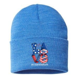 Student Odp Love 4th Of July Gnome Usa Patriotic Cool Gift Sustainable Knit Beanie