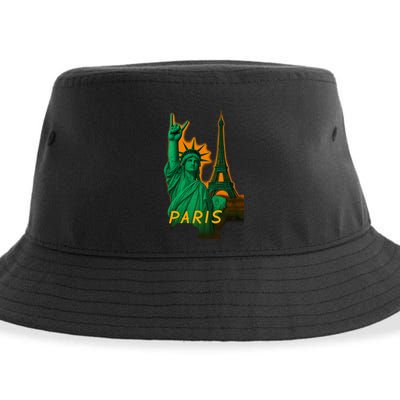 Statue Of Liberty Peace Sign Sustainable Bucket Hat