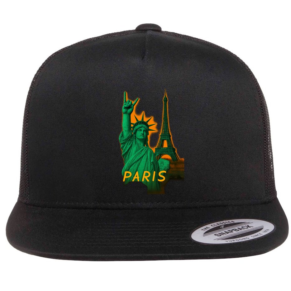 Statue Of Liberty Peace Sign Flat Bill Trucker Hat