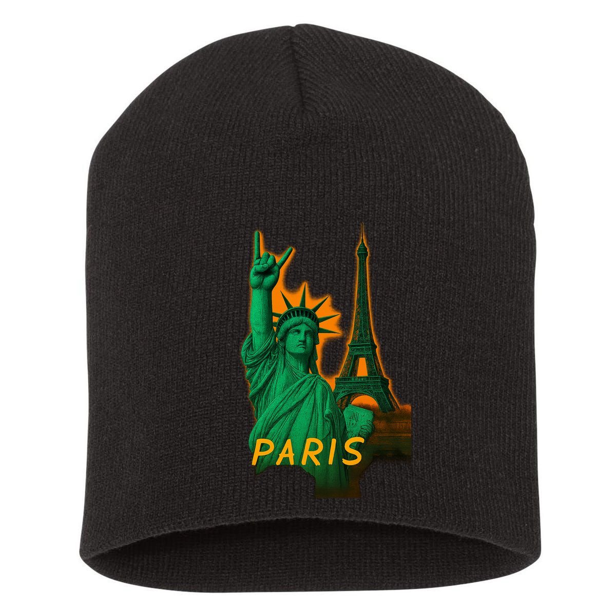 Statue Of Liberty Peace Sign Short Acrylic Beanie