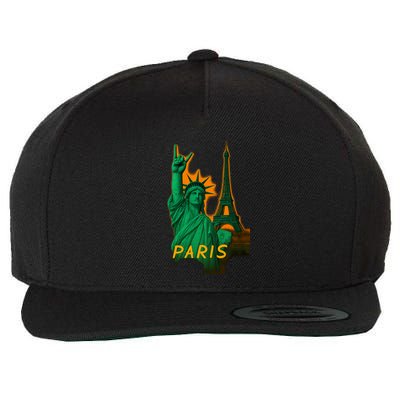 Statue Of Liberty Peace Sign Wool Snapback Cap