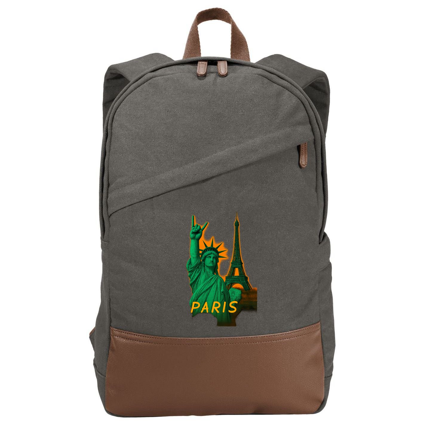 Statue Of Liberty Peace Sign Cotton Canvas Backpack
