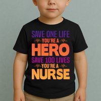 Save One Life You're A Hero Save 100 Lives You're A Nurse Toddler T-Shirt