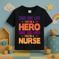 Save One Life You're A Hero Save 100 Lives You're A Nurse Toddler T-Shirt