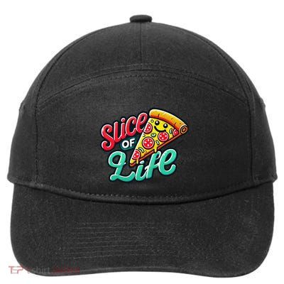 Slice Of Life Cartoon Pizza 7-Panel Snapback Hat