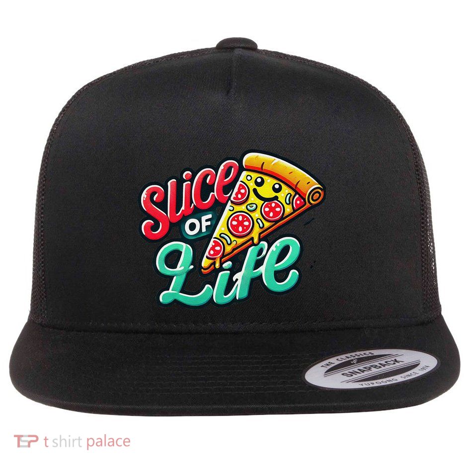 Slice Of Life Cartoon Pizza Flatbill Hat