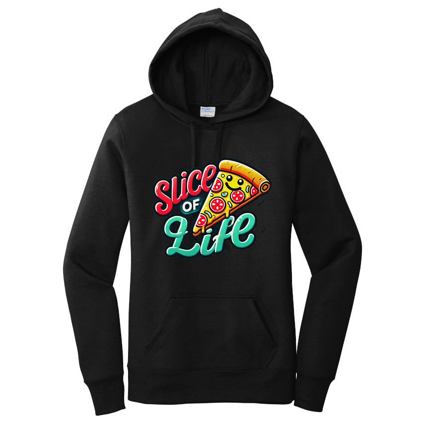 Slice Of Life Cartoon Pizza Women's Pullover Hoodie