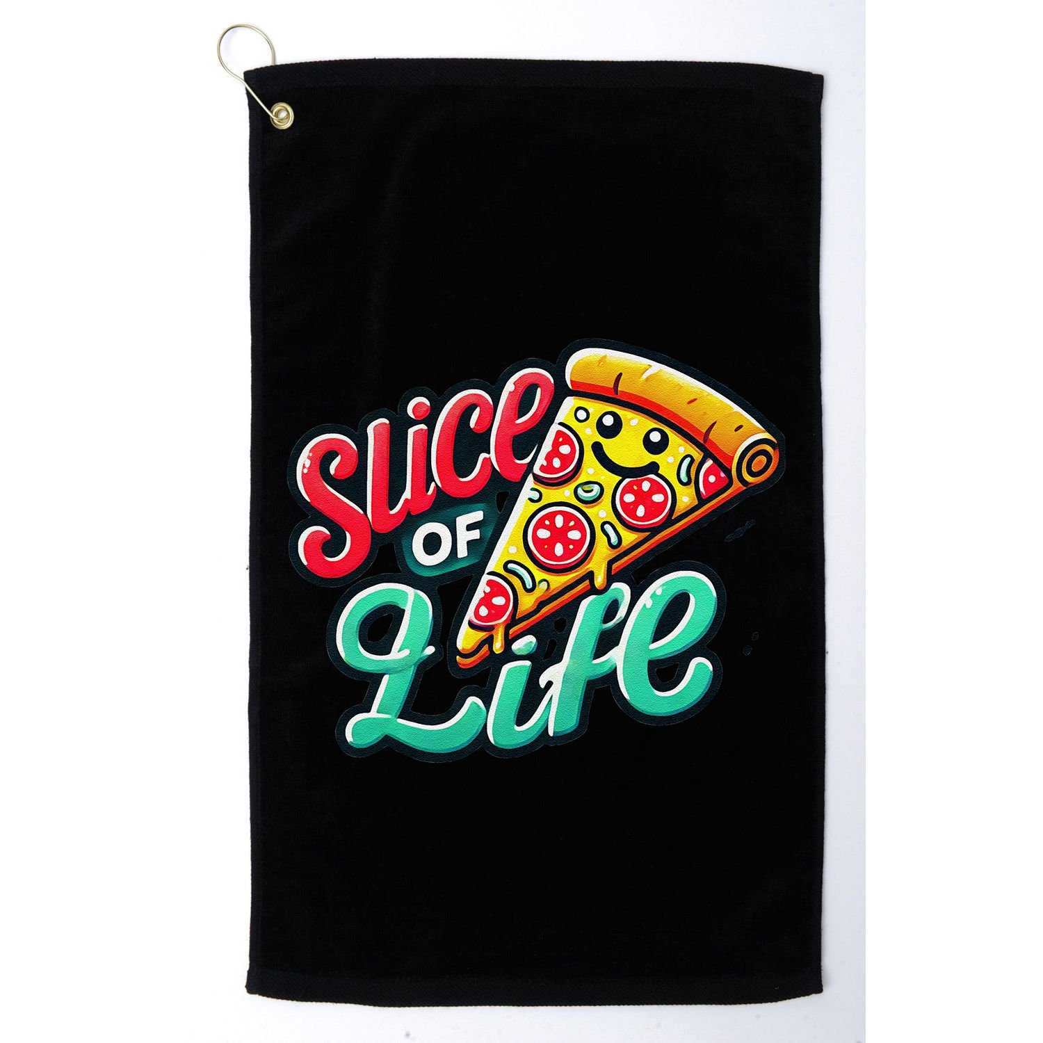 Slice Of Life Cartoon Pizza Golf Towel