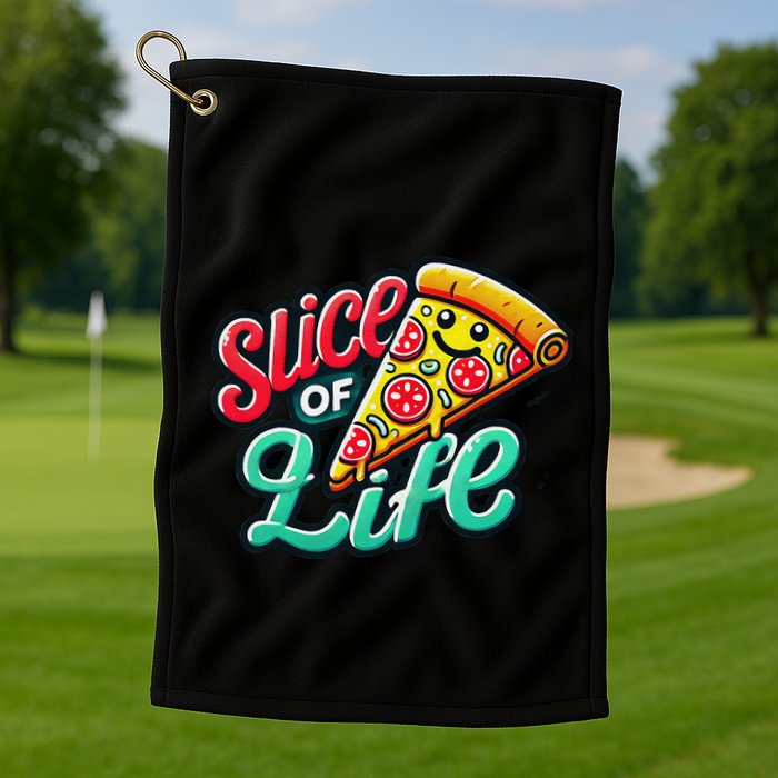 Slice Of Life Cartoon Pizza Golf Towel