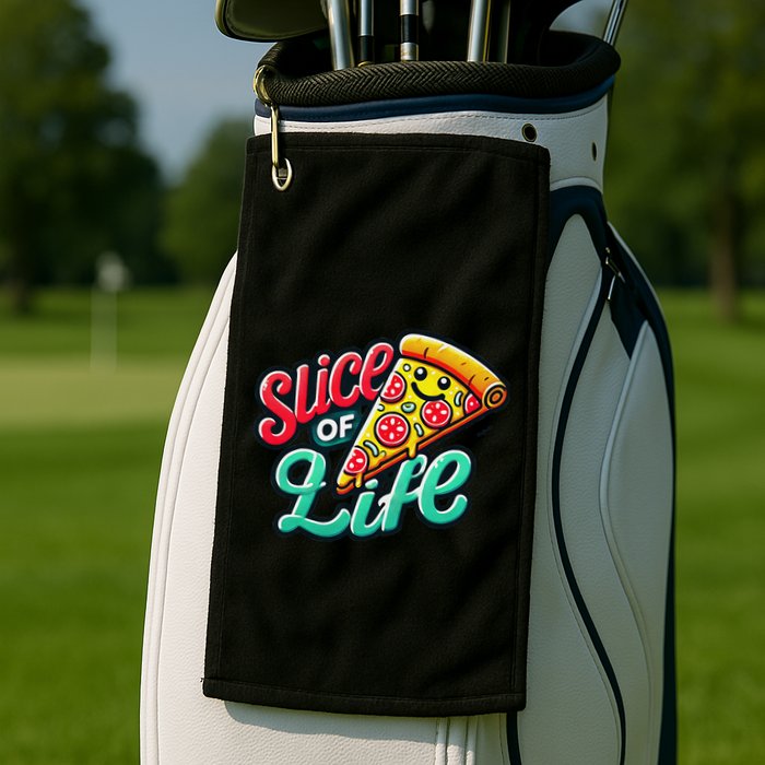 Slice Of Life Cartoon Pizza Golf Towel