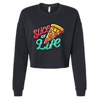 Slice Of Life Cartoon Pizza Cropped Pullover Crew