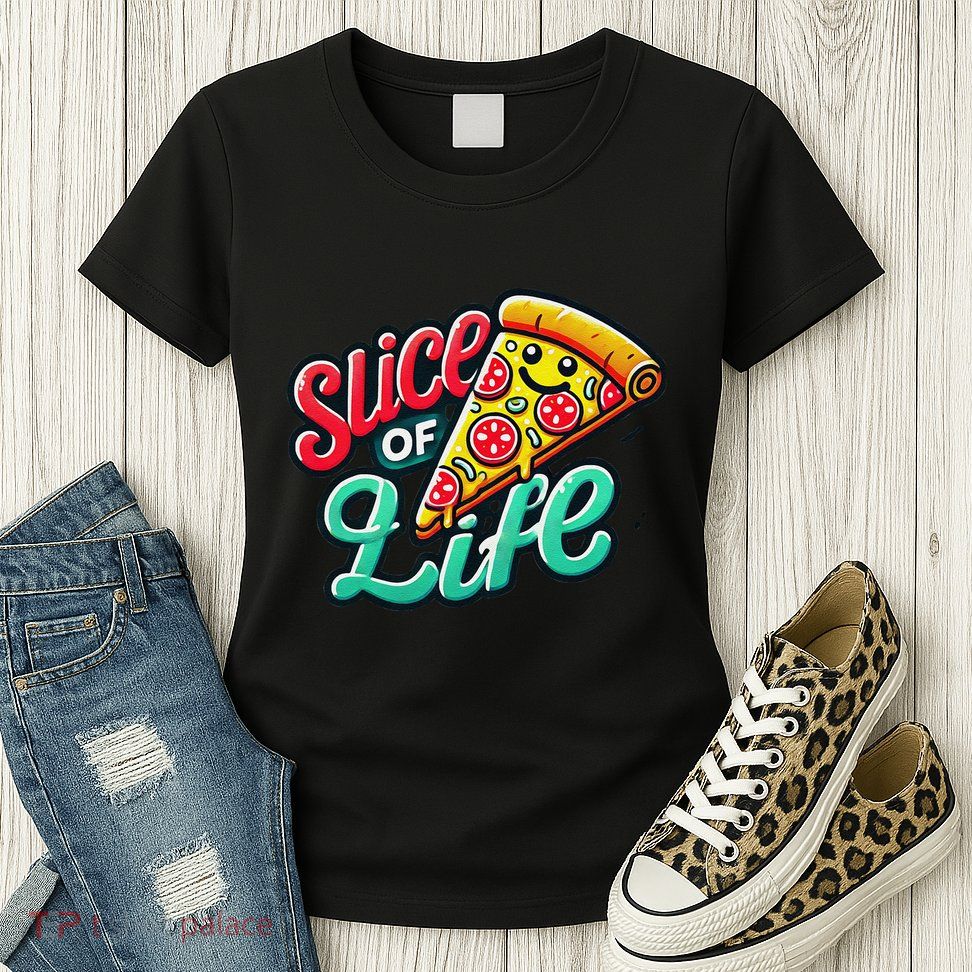 Slice Of Life Cartoon Pizza Womens T-Shirt