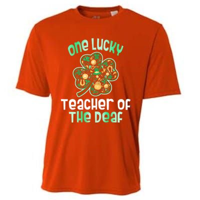 Shamrock One Lucky Teacher One Lucky Teacher Of The Deaf St Gift Cooling Performance Crew T-Shirt