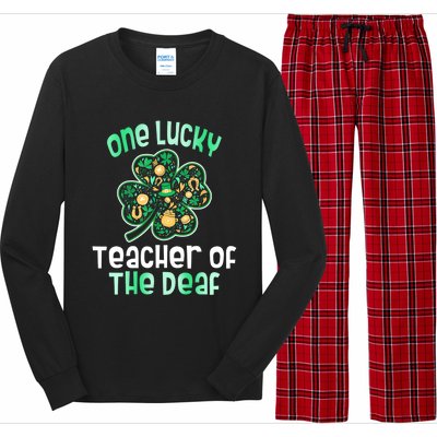 Shamrock One Lucky Teacher One Lucky Teacher Of The Deaf St Gift Long Sleeve Pajama Set