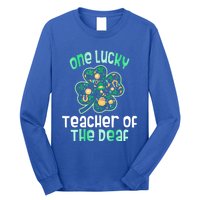 Shamrock One Lucky Teacher One Lucky Teacher Of The Deaf St Gift Long Sleeve Shirt