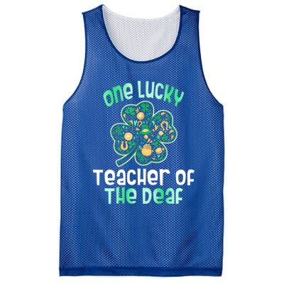 Shamrock One Lucky Teacher One Lucky Teacher Of The Deaf St Gift Mesh Reversible Basketball Jersey Tank