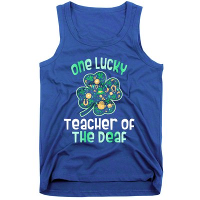 Shamrock One Lucky Teacher One Lucky Teacher Of The Deaf St Gift Tank Top