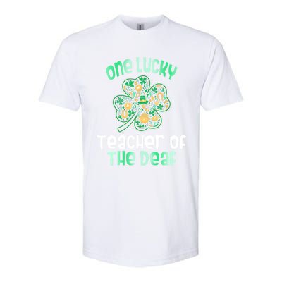 Shamrock One Lucky Teacher One Lucky Teacher Of The Deaf St Gift Softstyle CVC T-Shirt