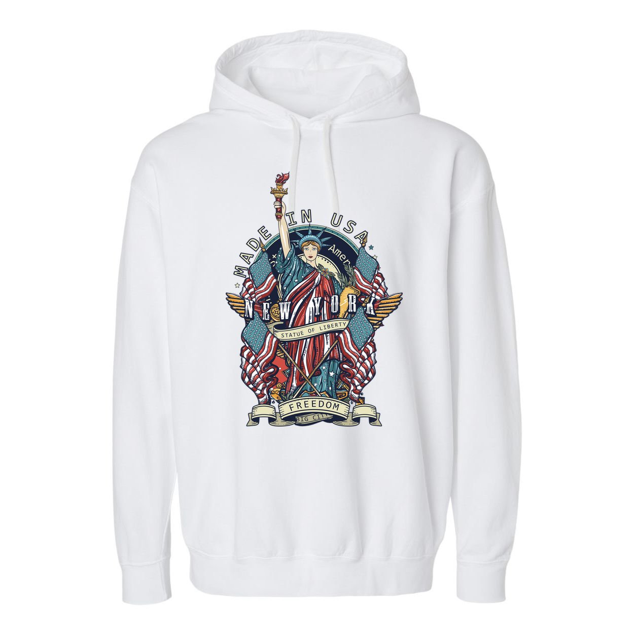 Statue Of Liberty New York Art Garment-Dyed Fleece Hoodie
