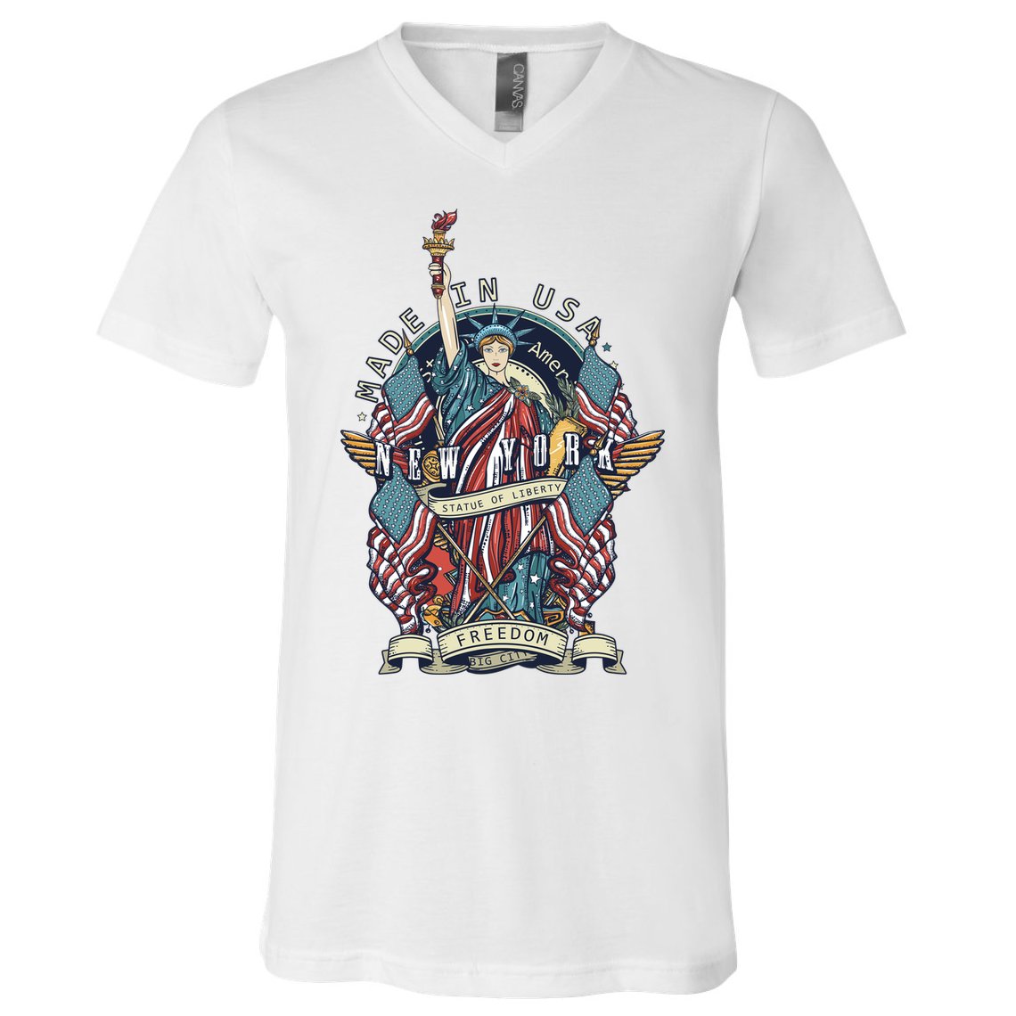 Statue Of Liberty New York Art V-Neck T-Shirt