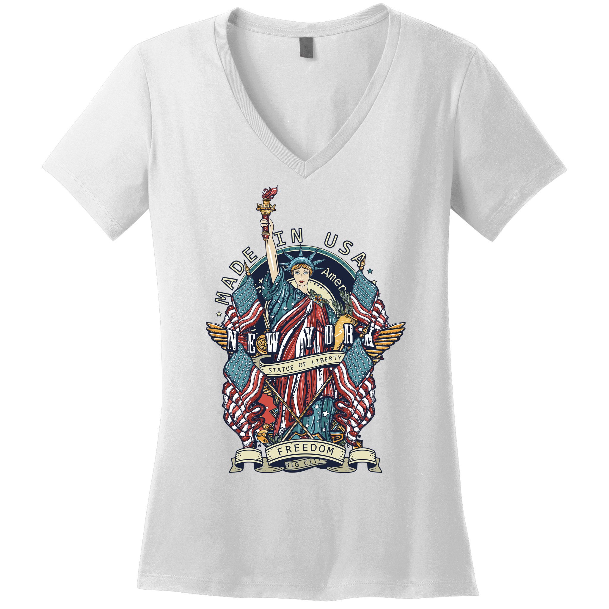 Statue Of Liberty New York Art Women's V-Neck T-Shirt