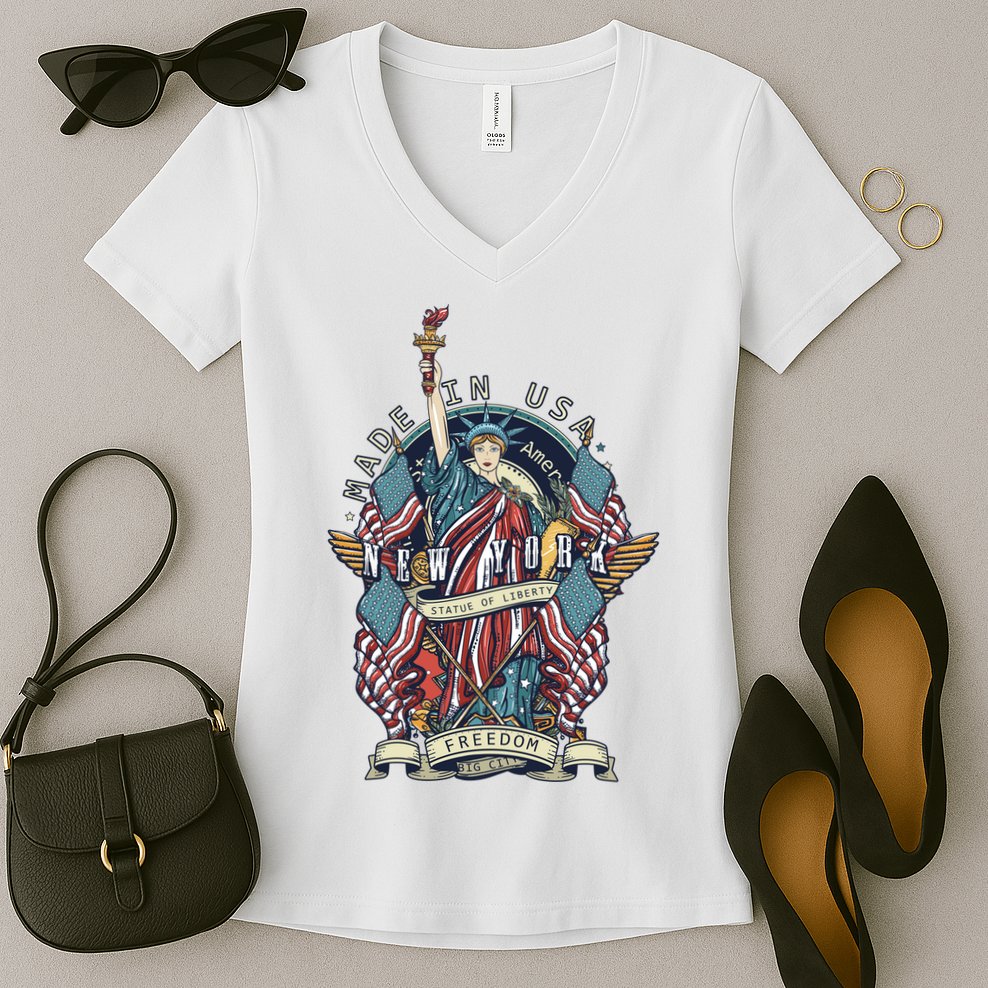Statue Of Liberty New York Art Women's V-Neck T-Shirt