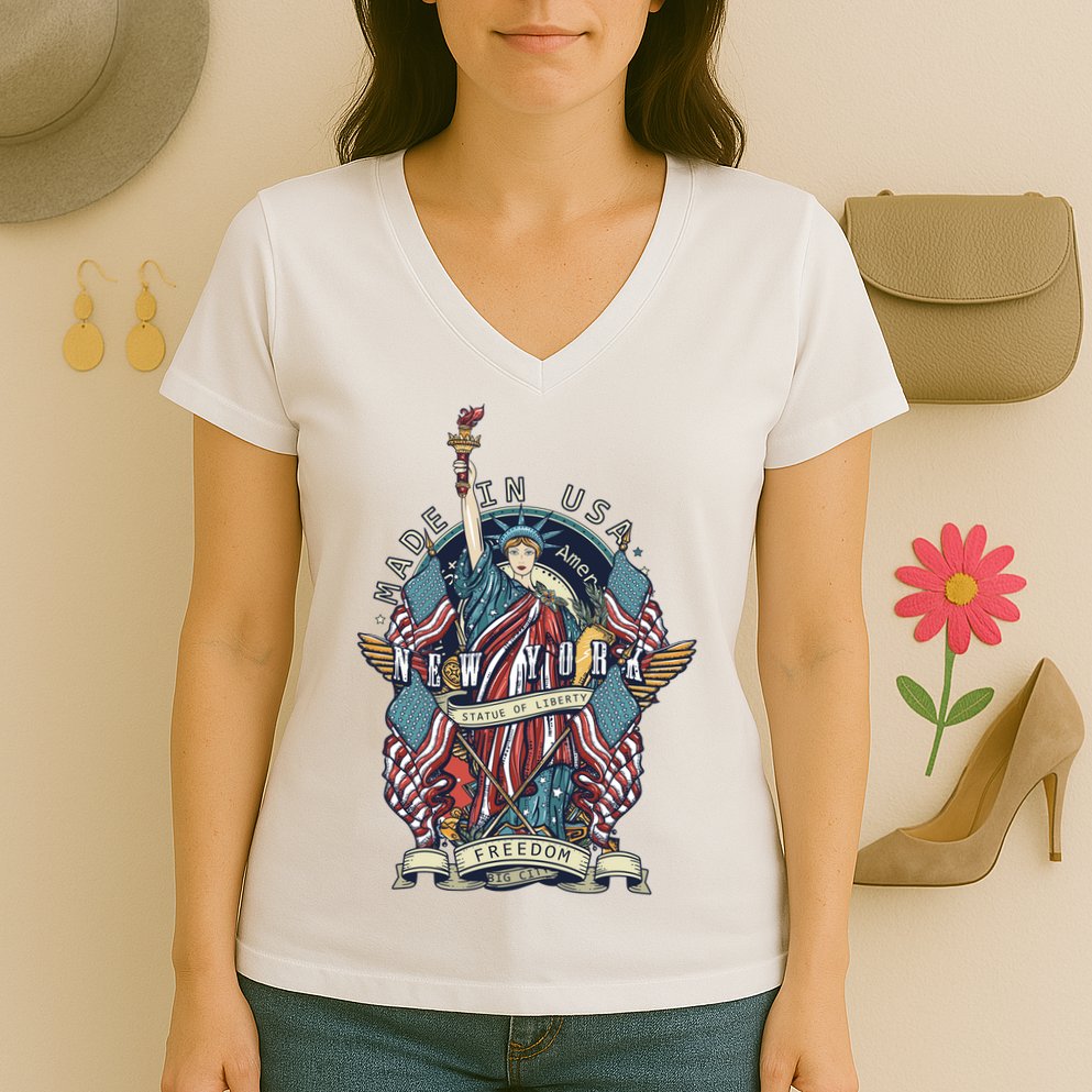 Statue Of Liberty New York Art Women's V-Neck T-Shirt