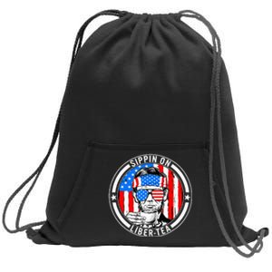 Sippin On Libertea Liberty Usa Flag Sweatshirt Cinch Pack Bag