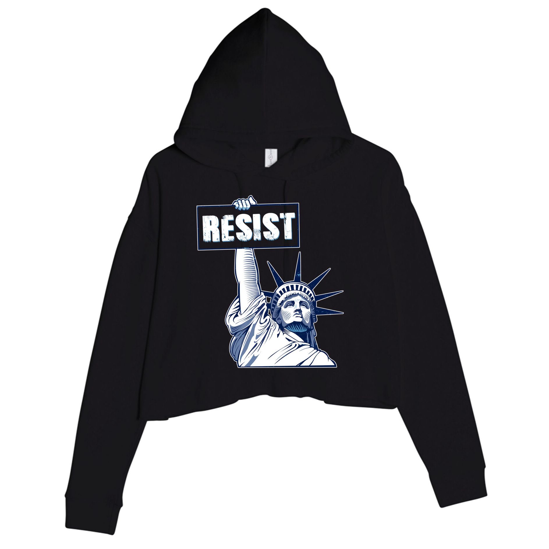 Statue of Liberty Resist Protest Fight Crop Fleece Hoodie