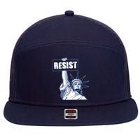 Statue of Liberty Resist Protest Fight 7 Panel Mesh Trucker Snapback Hat