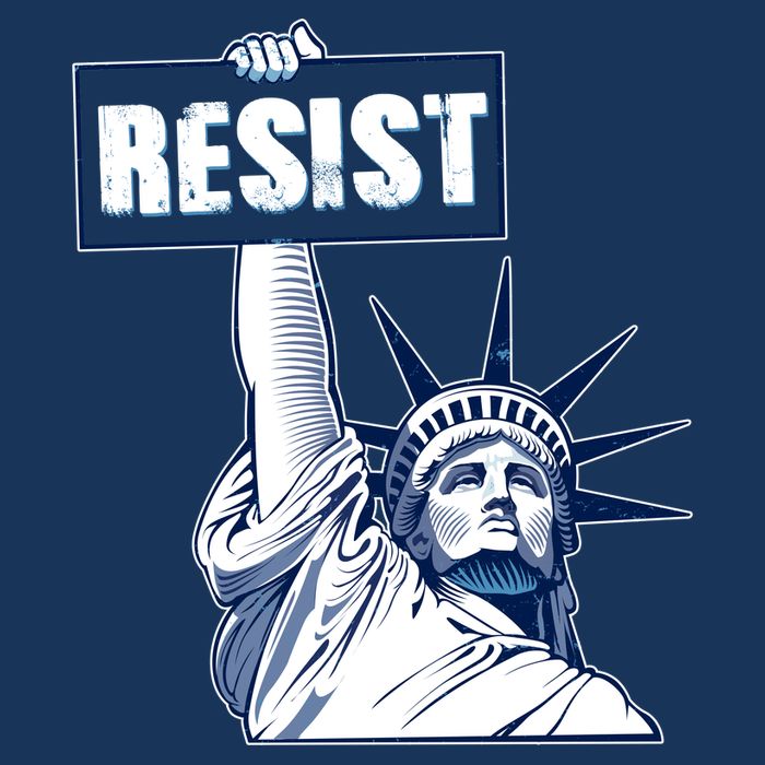 Statue of Liberty Resist Protest Fight Button