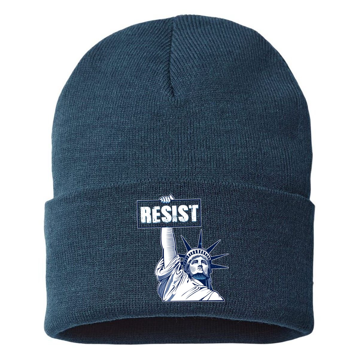 Statue of Liberty Resist Protest Fight Sustainable Knit Beanie