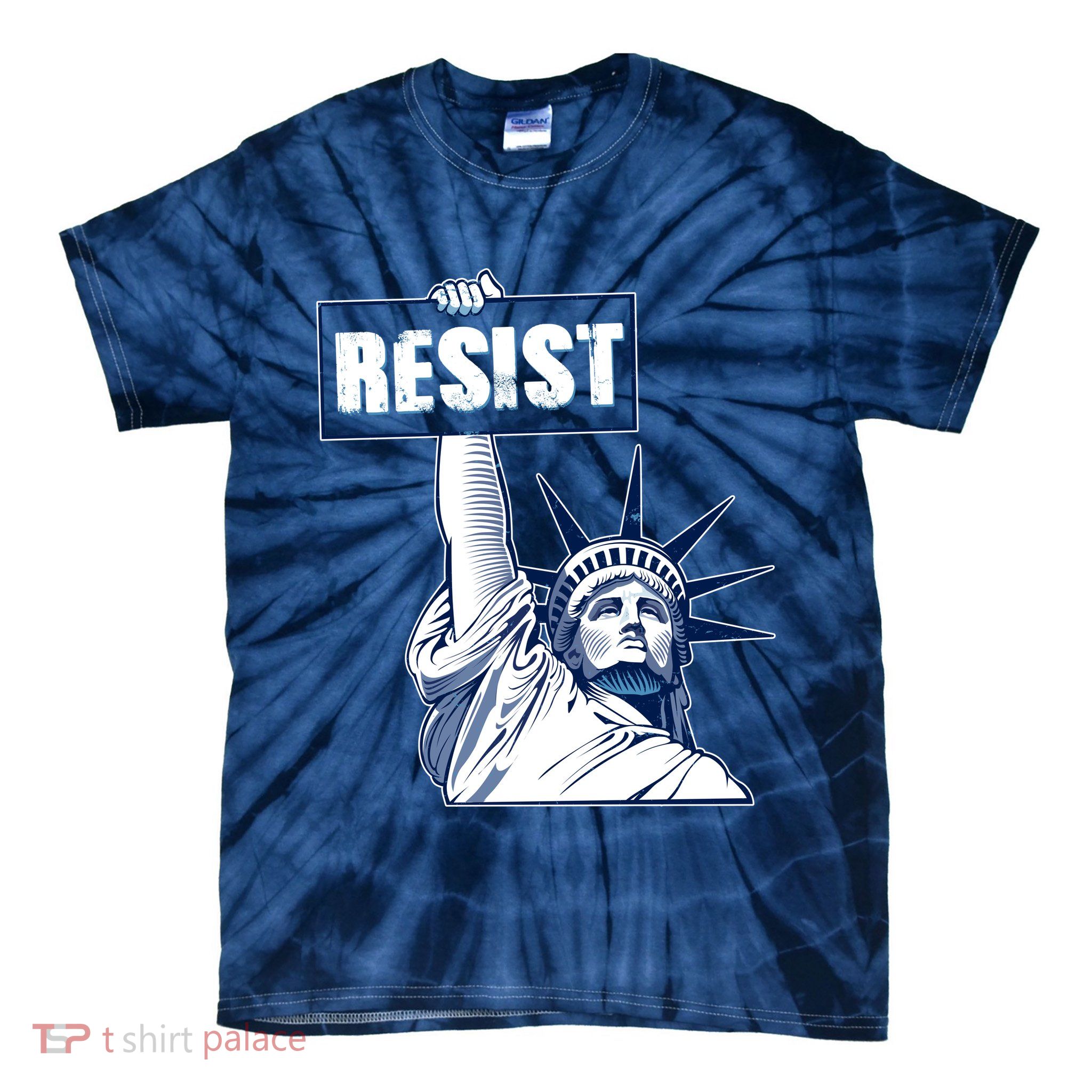 Statue of Liberty Resist Protest Fight Tie-Dye T-Shirt