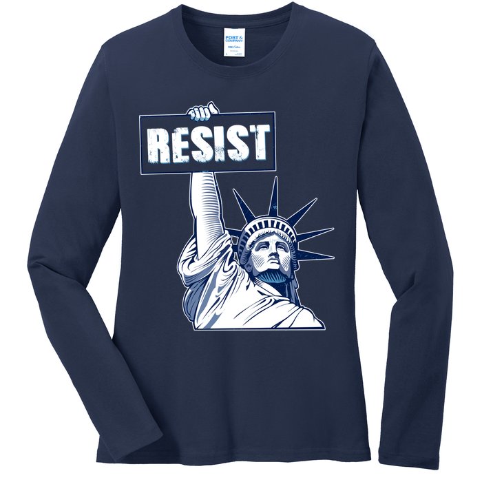 Statue of Liberty Resist Protest Fight Ladies Long Sleeve Shirt