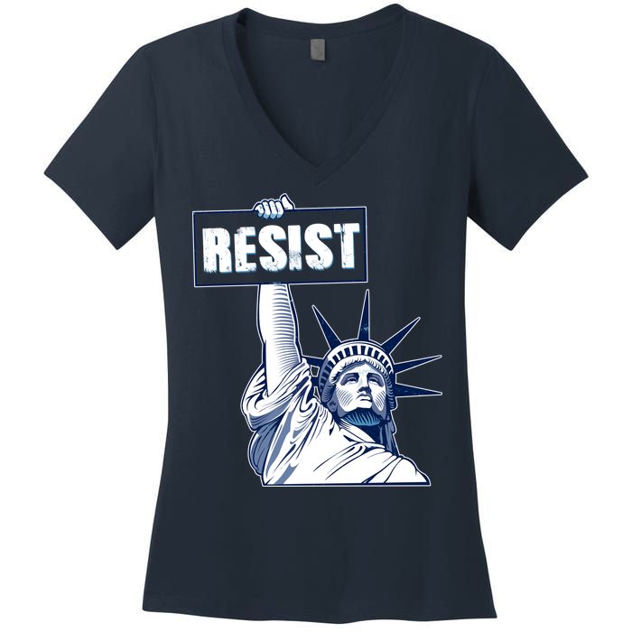 Statue of Liberty Resist Protest Fight Women's V-Neck T-Shirt