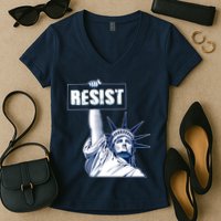 Statue of Liberty Resist Protest Fight Women's V-Neck T-Shirt