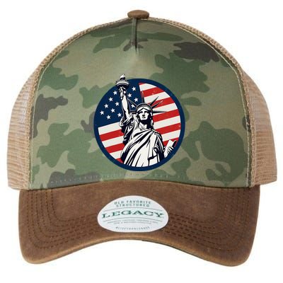 Statue Of Liberty With American Flag Fourth Of July Legacy Tie Dye Trucker Hat