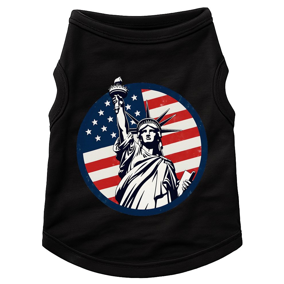 Statue Of Liberty With American Flag Fourth Of July Doggie Tank