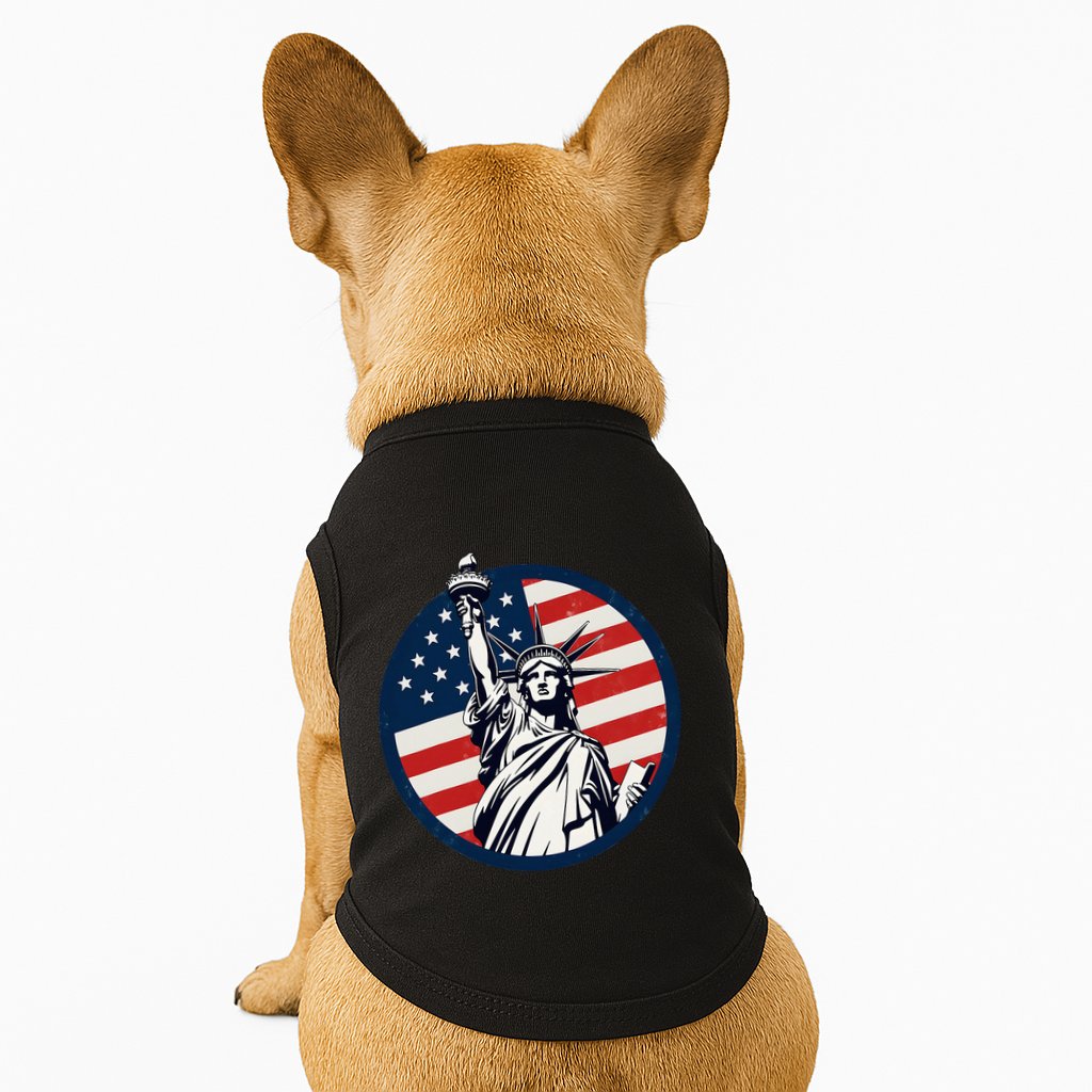 Statue Of Liberty With American Flag Fourth Of July Doggie Tank