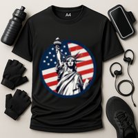 Statue Of Liberty With American Flag Fourth Of July Performance Shirt